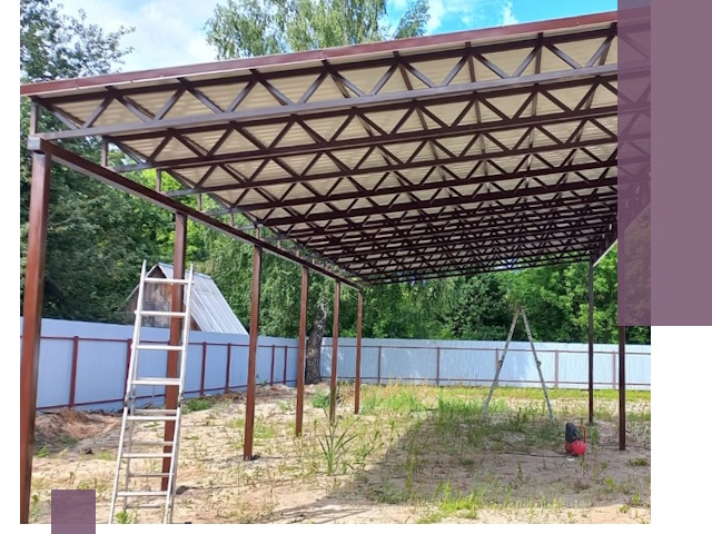 Односкатные навесы под ключ в Анжере-Судженске — изготовление и монтаж